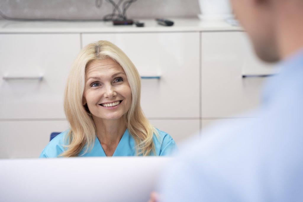 speaking to a dentist